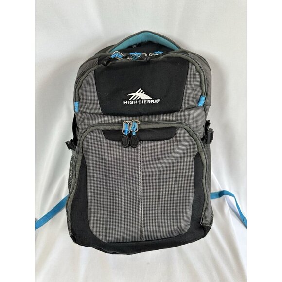 HIGH SIERRA BACKPACK, AQUA/GREY, MULTI-POCKET, 20" X 15", Good COND. - Picture 1 of 16
